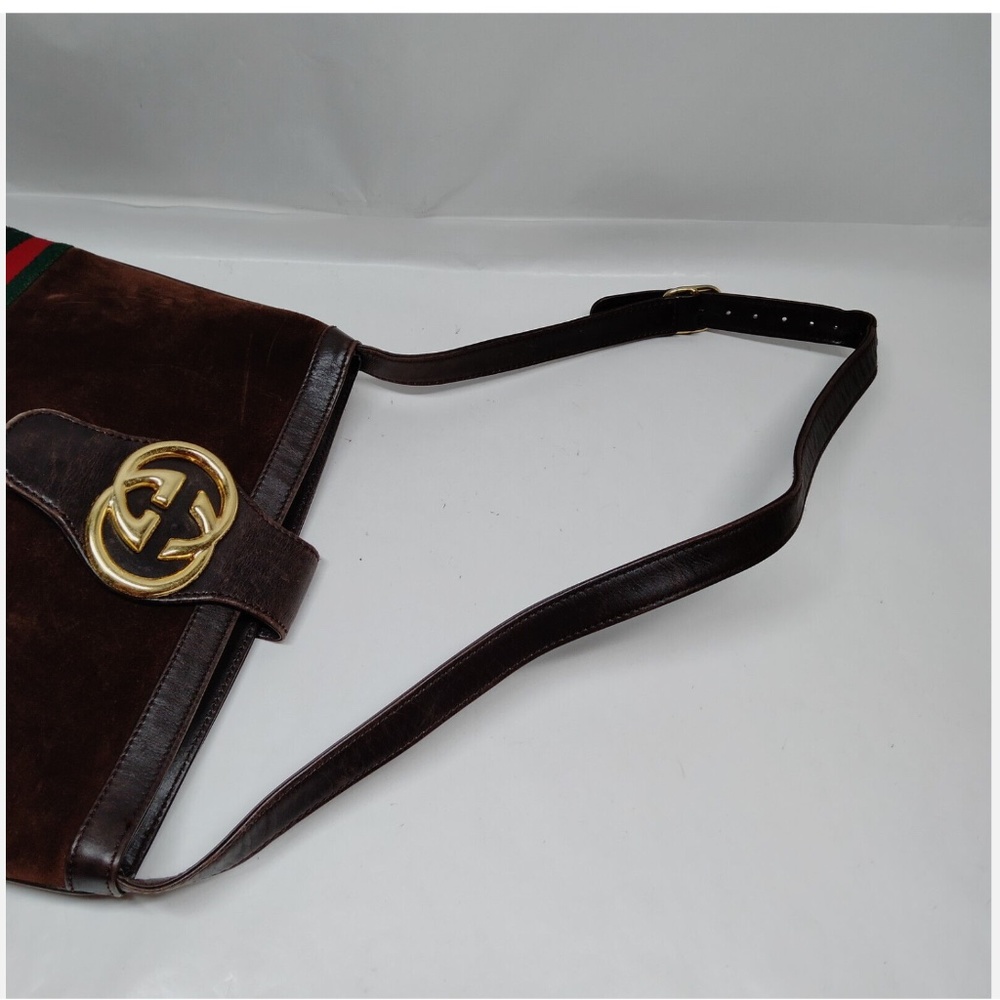 Gucci Brown Suede Leather Crossbody Bag - Picture 4 of 9